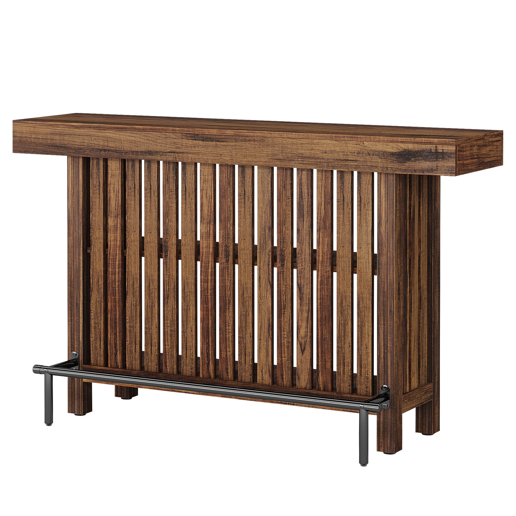 Home Bar Unit, Modern 2-Tier Bar Table With Footrest_voghion.com